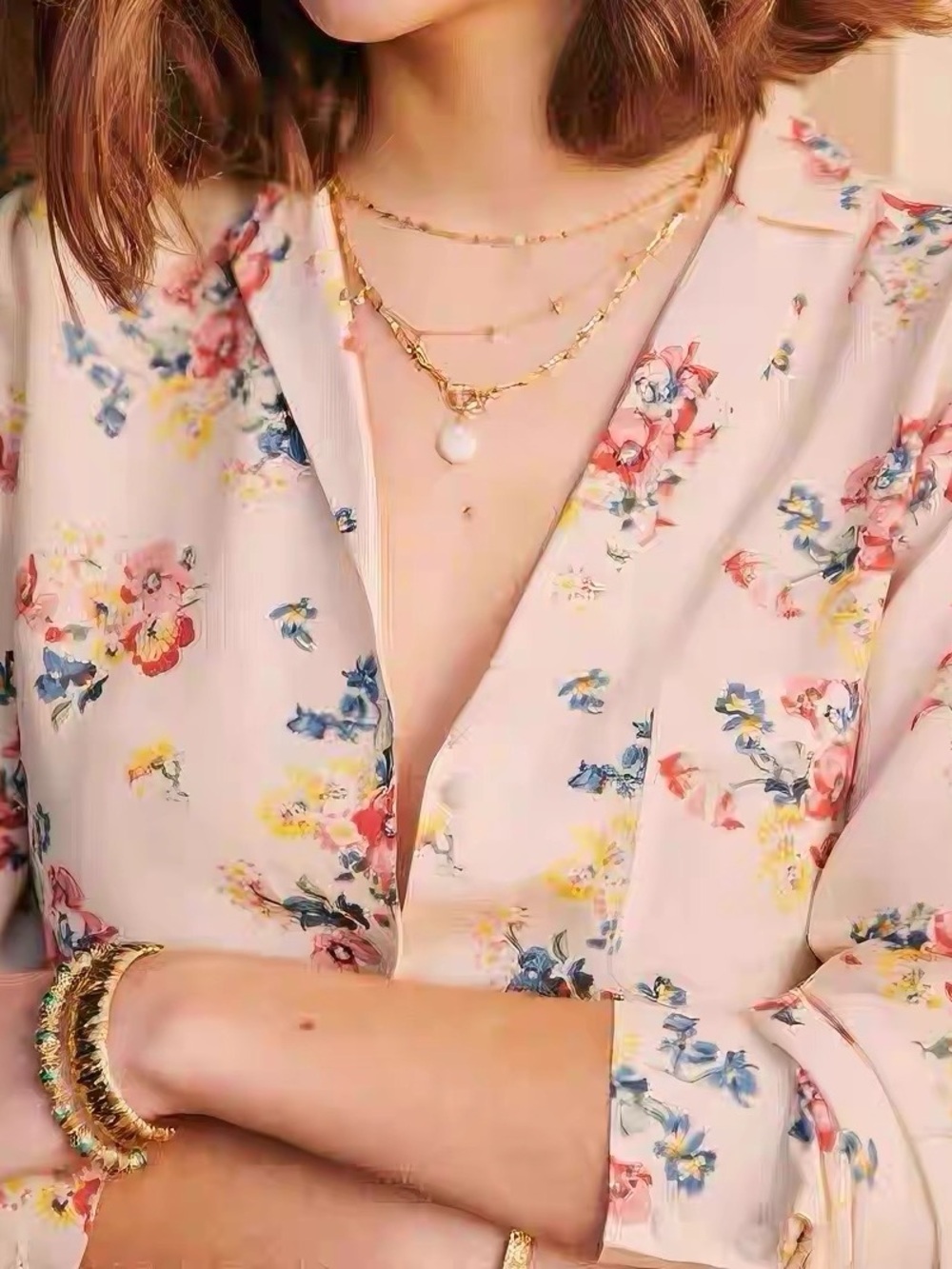 LIKE NEW Sezane Florence floral silk blouse rare